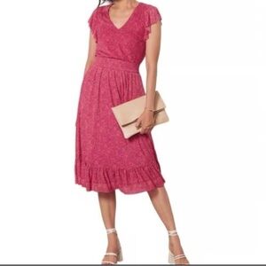 EVEREVE Elena flutter sleeve mesh midi dress. Size S feminine romantic wedding